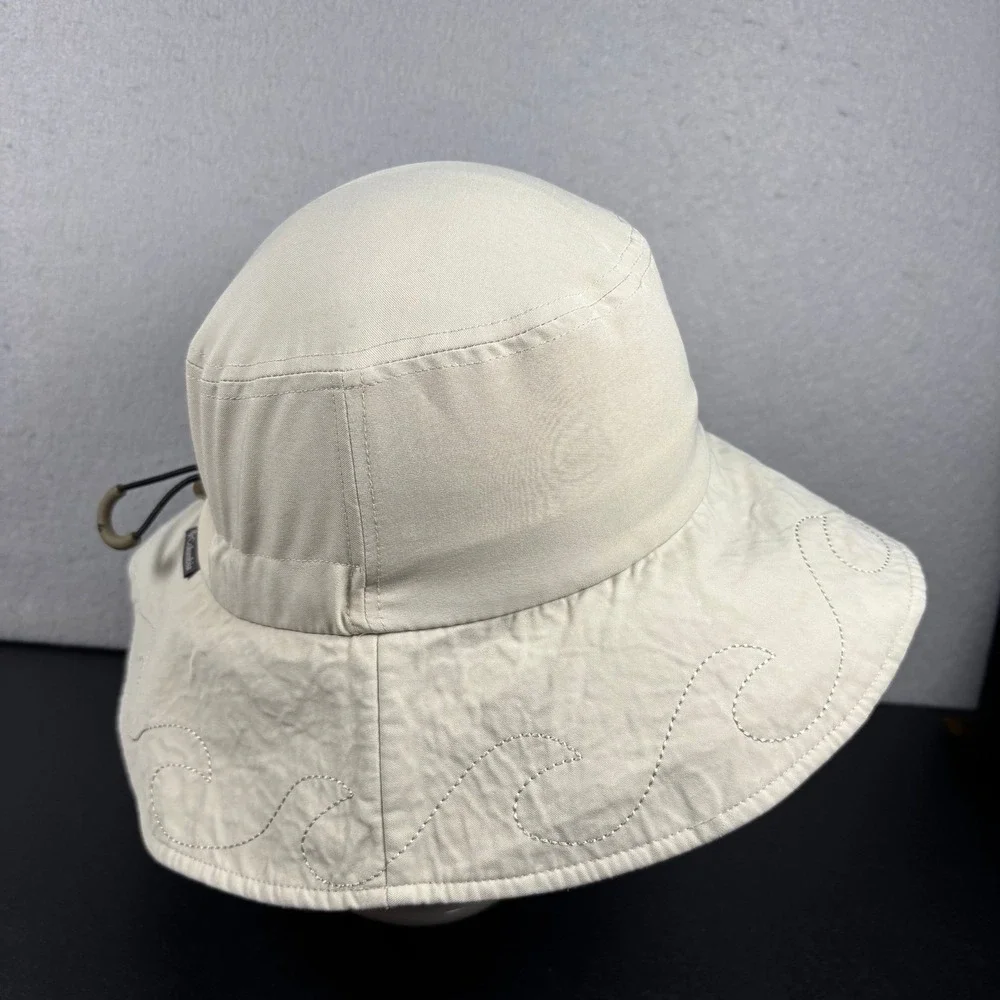 Columbia Womens Bora Bora Booney Sun Hat Beige Wave Embroidery Wide Brim OSFM